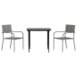 vidaXL Juego de comedor jardín 3 pzas ratán sintético acero gris negro vidaXL Juego de comedor jardín 3 pzas ratán sintético acero gris negro