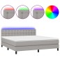 vidaXL Cama box spring colchón y luces LED tela gris claro 180x200 cm vidaXL Cama box spring colchón y luces LED tela gris claro 180x200 cm