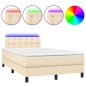 vidaXL Cama box spring con colchón y LED tela crema 120x200 cm vidaXL Cama box spring con colchón y LED tela crema 120x200 cm