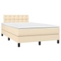 vidaXL Cama box spring con colchón y LED tela crema 120x200 cm vidaXL Cama box spring con colchón y LED tela crema 120x200 cm