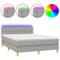 vidaXL Cama box spring colchón y luces LED tela gris claro 140x190 cm vidaXL Cama box spring colchón y luces LED tela gris claro 140x190 cm