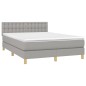 vidaXL Cama box spring colchón y luces LED tela gris claro 140x190 cm vidaXL Cama box spring colchón y luces LED tela gris claro 140x190 cm