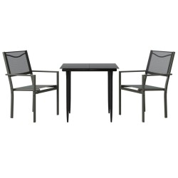 vidaXL Juego de comedor para jardín 3 piezas acero y textilene negro
