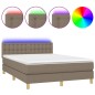 vidaXL Cama box spring con colchón LED tela gris taupe 140x200 cm