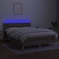 vidaXL Cama box spring con colchón LED tela gris taupe 140x200 cm