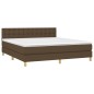 vidaXL Cama box spring con colchón LED tela marrón oscuro 160x200 cm vidaXL Cama box spring con colchón LED tela marrón oscuro 160x200 cm