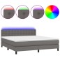 vidaXL Cama box spring colchón y LED cuero sintético gris 160x200 cm vidaXL Cama box spring colchón y LED cuero sintético gris 160x200 cm