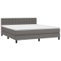 vidaXL Cama box spring colchón y LED cuero sintético gris 160x200 cm vidaXL Cama box spring colchón y LED cuero sintético gris 160x200 cm