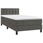 vidaXL Cama box spring colchón y LED terciopelo gris oscuro 90x190 cm vidaXL Cama box spring colchón y LED terciopelo gris oscuro 90x190 cm