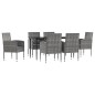 vidaXL Juego de comedor jardín 7 pzas ratán sintético acero gris negro vidaXL Juego de comedor jardín 7 pzas ratán sintético acero gris negro