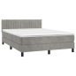 vidaXL Cama box spring colchón y LED terciopelo gris claro 140x190 cm vidaXL Cama box spring colchón y LED terciopelo gris claro 140x190 cm