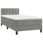 vidaXL Cama box spring colchón y LED terciopelo gris claro 90x200 cm