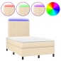 vidaXL Cama box spring con colchón y LED tela crema 120x200 cm vidaXL Cama box spring con colchón y LED tela crema 120x200 cm