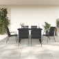 vidaXL Juego de comedor para jardín 7 piezas acero y textilene negro vidaXL Juego de comedor para jardín 7 piezas acero y textilene negro