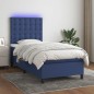 vidaXL Cama box spring colchón y luces LED tela azul 90x190 cm vidaXL Cama box spring colchón y luces LED tela azul 90x190 cm