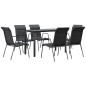 vidaXL Juego de comedor para jardín 7 piezas acero y textilene negro vidaXL Juego de comedor para jardín 7 piezas acero y textilene negro