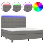 vidaXL Cama box spring colchón y luces LED tela gris oscuro 160x200 cm vidaXL Cama box spring colchón y luces LED tela gris oscuro 160x200 cm