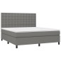 vidaXL Cama box spring colchón y luces LED tela gris oscuro 160x200 cm vidaXL Cama box spring colchón y luces LED tela gris oscuro 160x200 cm