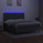 vidaXL Cama box spring colchón y luces LED tela gris oscuro 160x200 cm vidaXL Cama box spring colchón y luces LED tela gris oscuro 160x200 cm