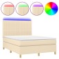 vidaXL Cama box spring colchón y luces LED tela crema 140x190 cm