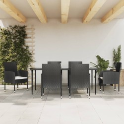 vidaXL Juego de comedor de jardín 7 pzas ratán sintético y acero negro