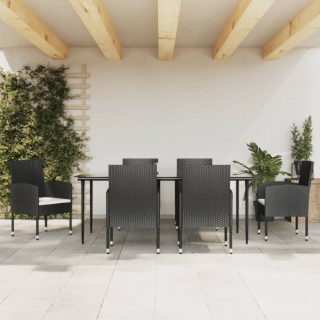 vidaXL Juego de comedor de jardín 7 pzas ratán sintético y acero negro