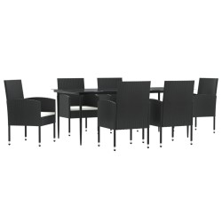 vidaXL Juego de comedor de jardín 7 pzas ratán sintético y acero negro