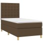 vidaXL Cama box spring colchón luces LED tela marrón oscuro 100x200cm