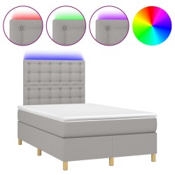 vidaXL Cama box spring con colchón tela y LED gris claro 120x200 cm