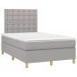 vidaXL Cama box spring con colchón tela y LED gris claro 120x200 cm
