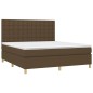 vidaXL Cama box spring colchón luces LED tela marrón oscuro 180x200cm vidaXL Cama box spring colchón luces LED tela marrón oscuro 180x200cm
