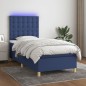 vidaXL Cama box spring colchón y luces LED tela azul 80x200 cm vidaXL Cama box spring colchón y luces LED tela azul 80x200 cm