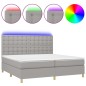 vidaXL Cama box spring con colchón tela y LED gris claro 200x200 cm vidaXL Cama box spring con colchón tela y LED gris claro 200x200 cm