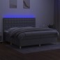 vidaXL Cama box spring con colchón tela y LED gris claro 200x200 cm vidaXL Cama box spring con colchón tela y LED gris claro 200x200 cm