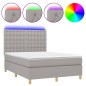vidaXL Cama box spring colchón y luces LED tela gris claro 140x200 cm vidaXL Cama box spring colchón y luces LED tela gris claro 140x200 cm