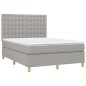 vidaXL Cama box spring colchón y luces LED tela gris claro 140x200 cm vidaXL Cama box spring colchón y luces LED tela gris claro 140x200 cm