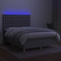 vidaXL Cama box spring colchón y luces LED tela gris claro 140x200 cm vidaXL Cama box spring colchón y luces LED tela gris claro 140x200 cm