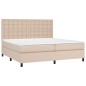 vidaXL Cama box spring colchón LED cuero sintético capuchino 200x200cm vidaXL Cama box spring colchón LED cuero sintético capuchino 200x200cm