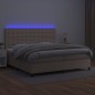 vidaXL Cama box spring colchón LED cuero sintético capuchino 200x200cm vidaXL Cama box spring colchón LED cuero sintético capuchino 200x200cm