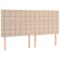 vidaXL Cama box spring colchón LED cuero sintético capuchino 200x200cm vidaXL Cama box spring colchón LED cuero sintético capuchino 200x200cm