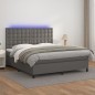 vidaXL Cama box spring colchón y LED cuero sintético gris 180x200 cm vidaXL Cama box spring colchón y LED cuero sintético gris 180x200 cm