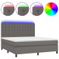 vidaXL Cama box spring colchón y LED cuero sintético gris 180x200 cm vidaXL Cama box spring colchón y LED cuero sintético gris 180x200 cm