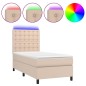 vidaXL Cama box spring colchón LED cuero sintético capuchino 80x200 cm