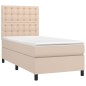 vidaXL Cama box spring colchón LED cuero sintético capuchino 80x200 cm