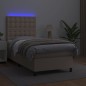 vidaXL Cama box spring colchón LED cuero sintético capuchino 80x200 cm