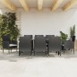 vidaXL Juego de comedor de jardín 9 pzas ratán sintético y acero negro