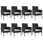 vidaXL Juego de comedor de jardín 9 pzas ratán sintético y acero negro