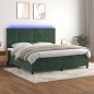 vidaXL Cama box spring colchón y LED terciopelo verde oscuro 200x200cm vidaXL Cama box spring colchón y LED terciopelo verde oscuro 200x200cm