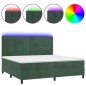 vidaXL Cama box spring colchón y LED terciopelo verde oscuro 200x200cm vidaXL Cama box spring colchón y LED terciopelo verde oscuro 200x200cm