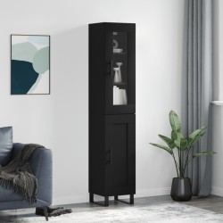 vidaXL Aparador de madera contrachapada negro 34,5x34x180 cm
